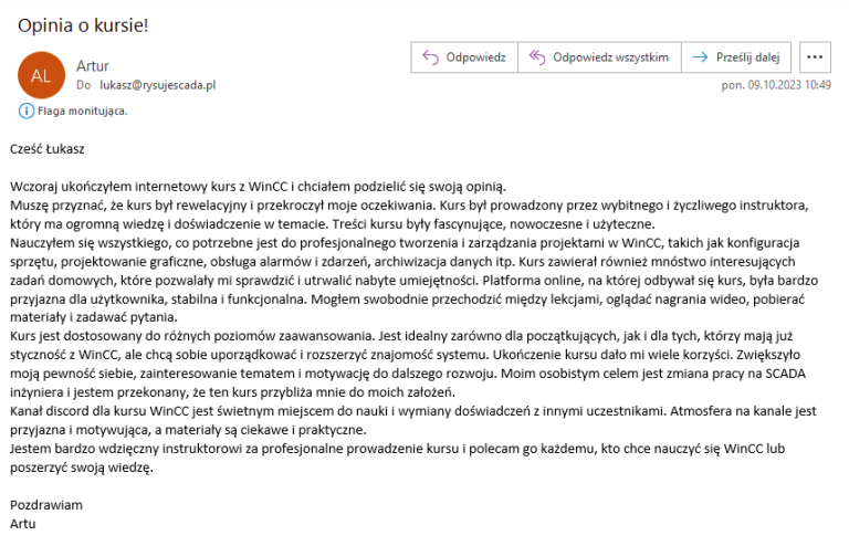 Opinia Artur o kursie WinCC